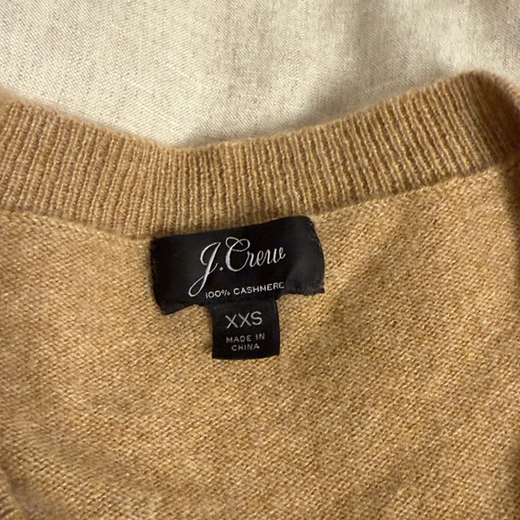 J. Crew Tan Cashmere Knit V-neck Boyfriend Pullover Sweater Women's Size XXS - Picture 2 of 7